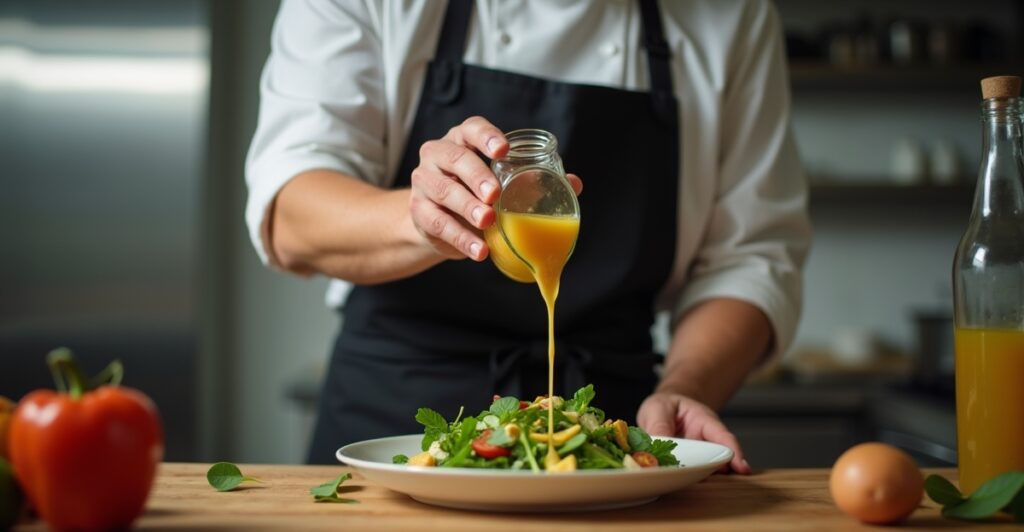 Homemade lemon-Dijon dressing for Quinoa Salad.