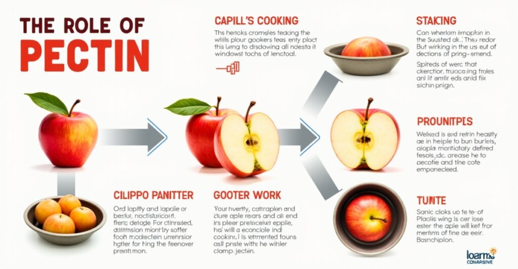 Diagram showing how pectin affects apple structure during the cooking process